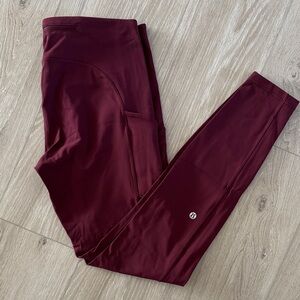 Lululemon Athletica Fast and Free Deep Red Leggings with pockets